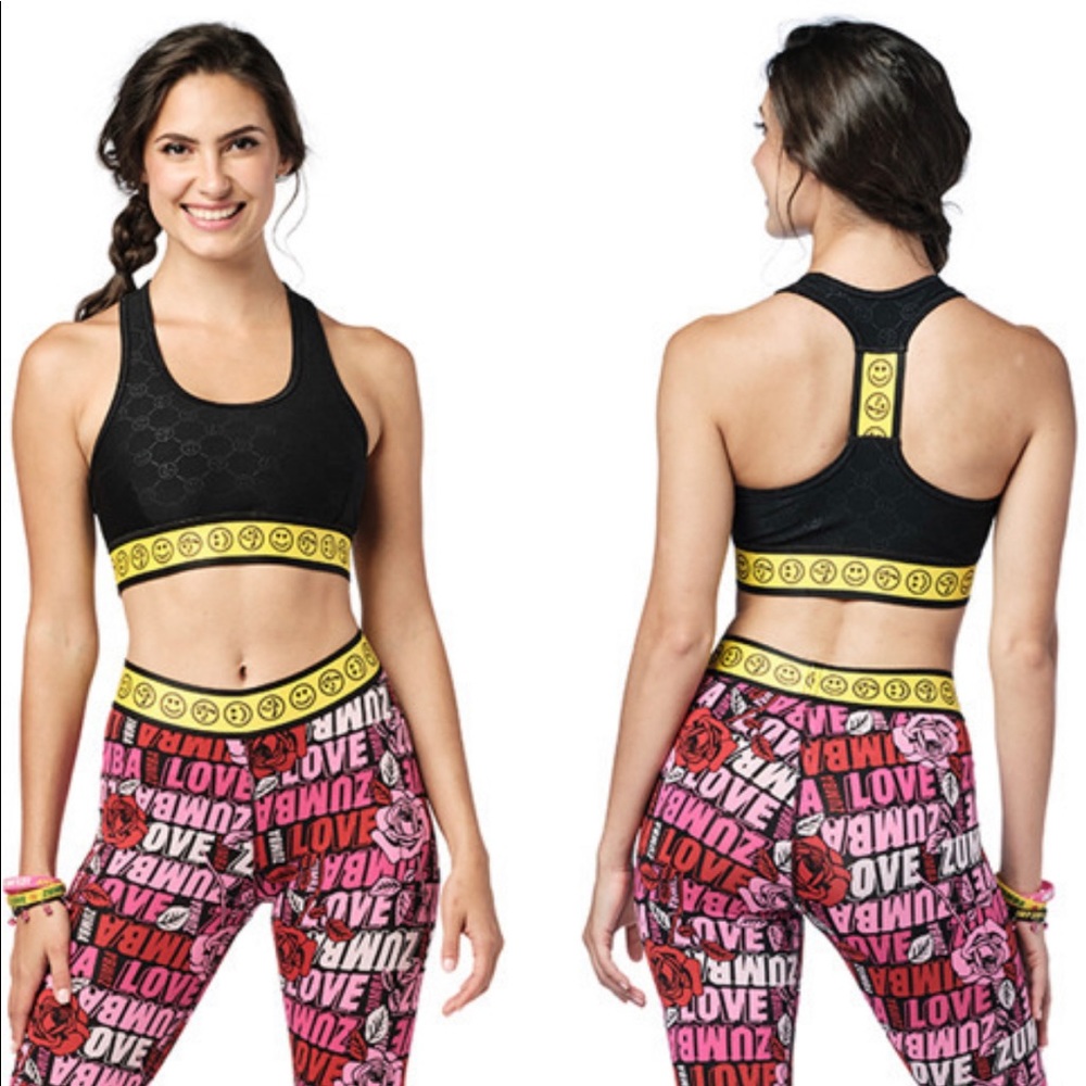 Smiley face sports scoop bra